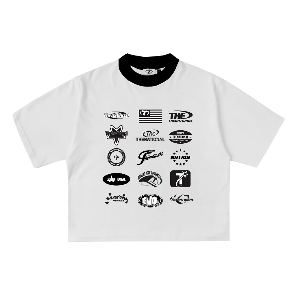 Boxy T-shirt Oversized Archive Ringer White - Kaos Boxy Pria Wanita